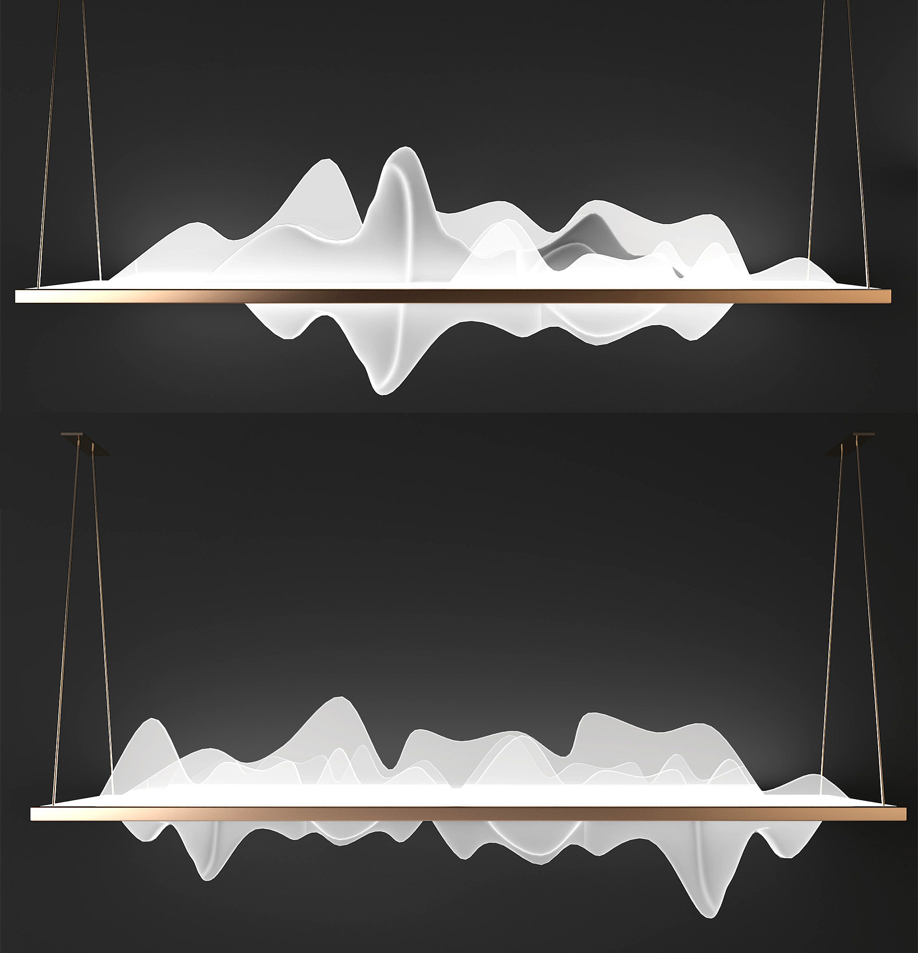 新中式山脉形状水晶异形吊灯3d模型下载