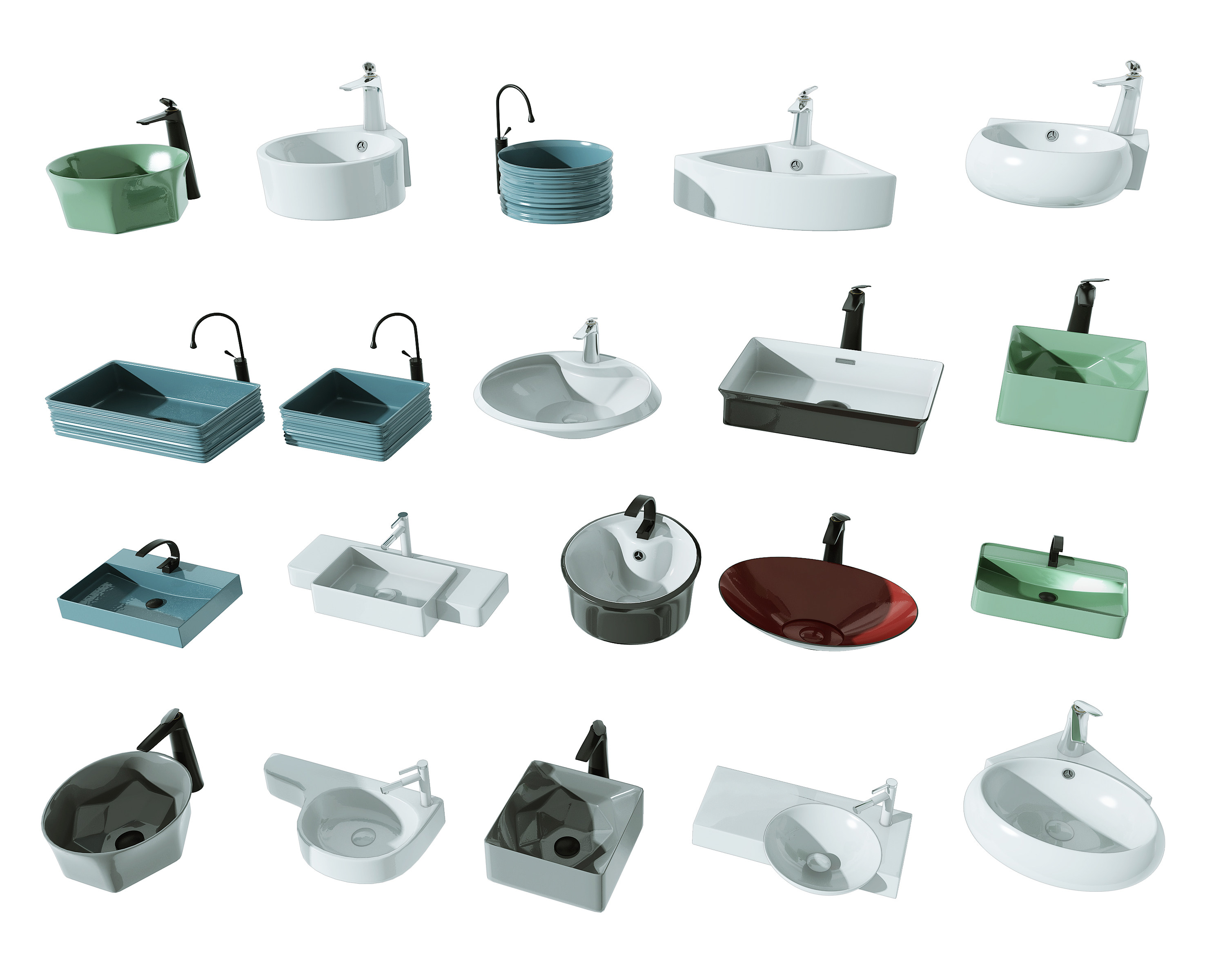 现代洗手盆台上盆组合3d模型下载
