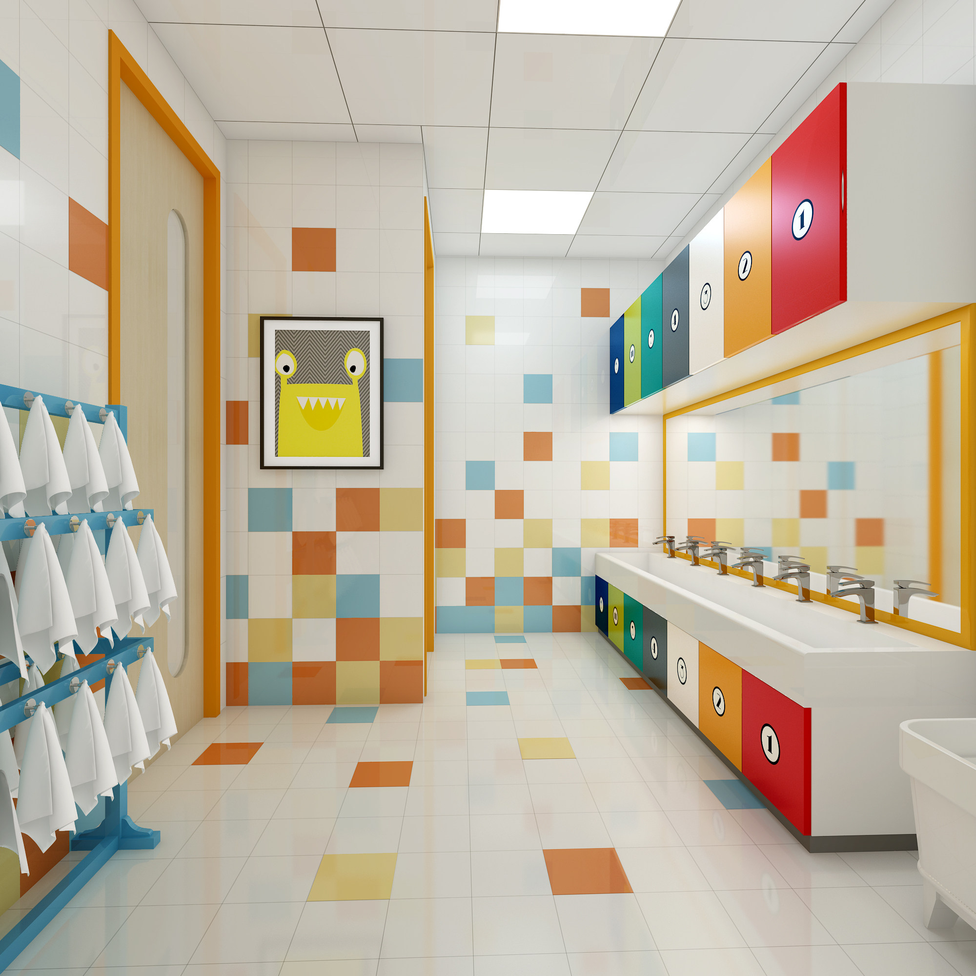 幼儿园儿童卫生间3d模型下载