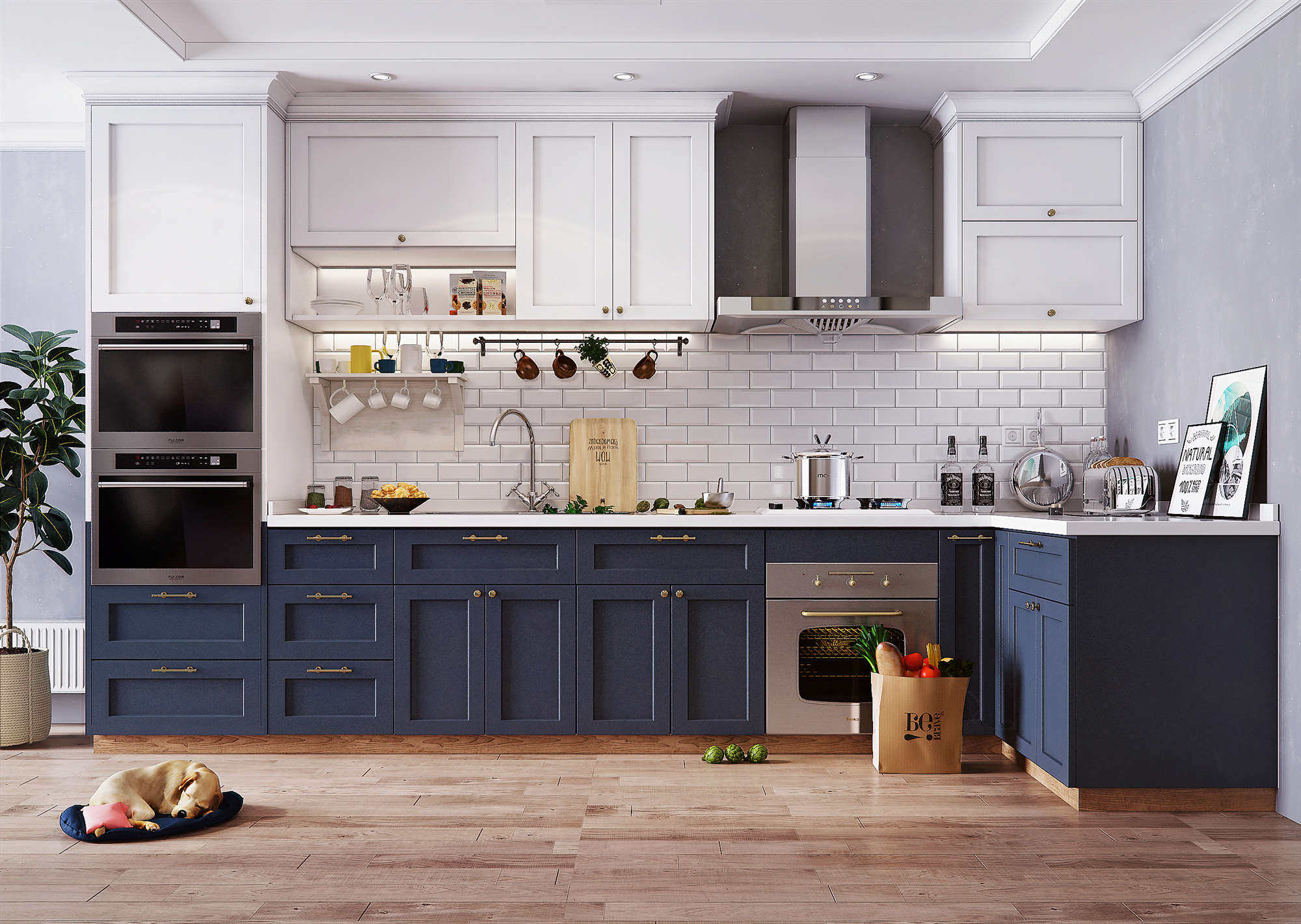 北欧风格厨房橱柜3d模型下载