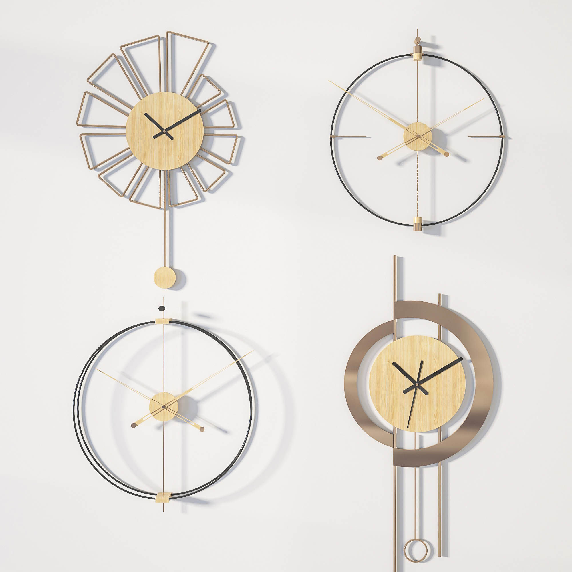 现代金属挂钟挂钟，石英钟，钟表3d模型下载
