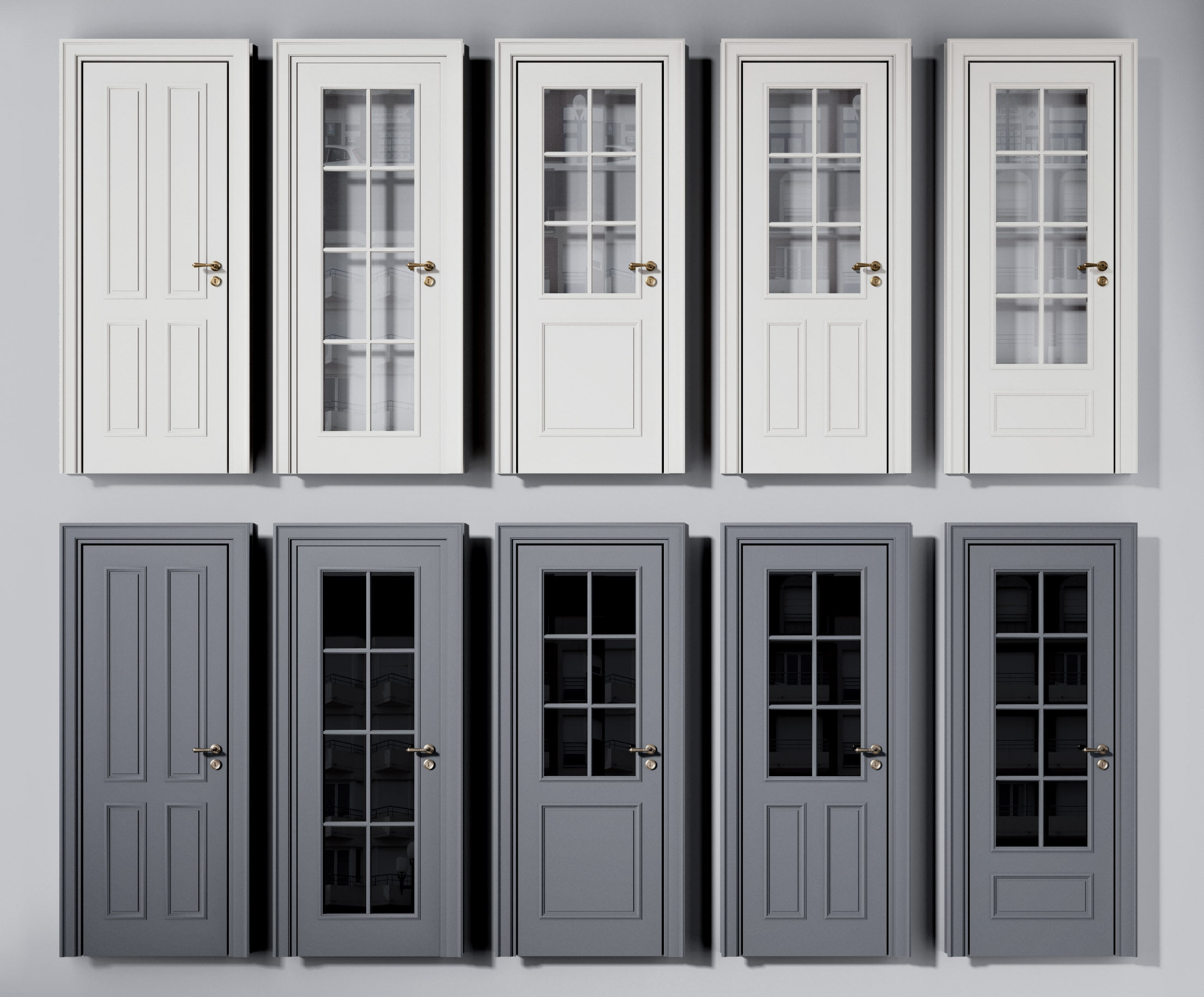 欧式厨房单开门，木门，玻璃门3d模型下载
