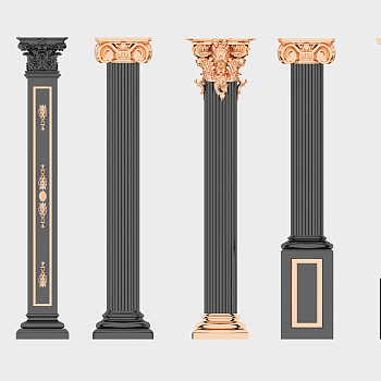 欧式罗马柱，柱子，柱头3d模型下载