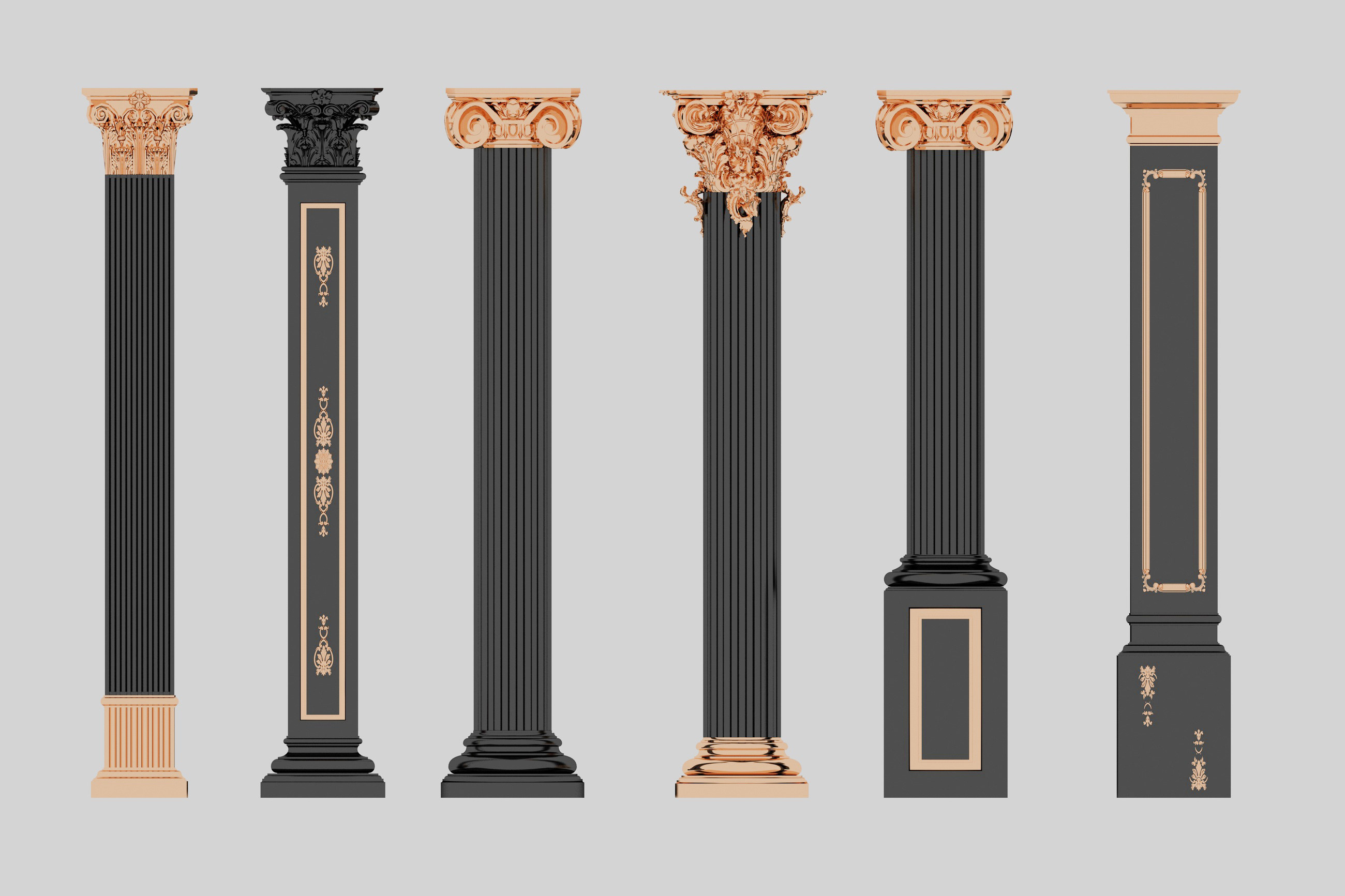 欧式罗马柱，柱子，柱头3d模型下载