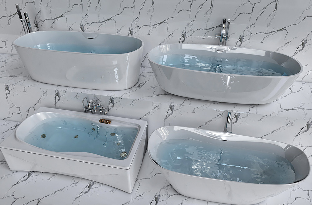 现代浴缸，龙头3d模型下载