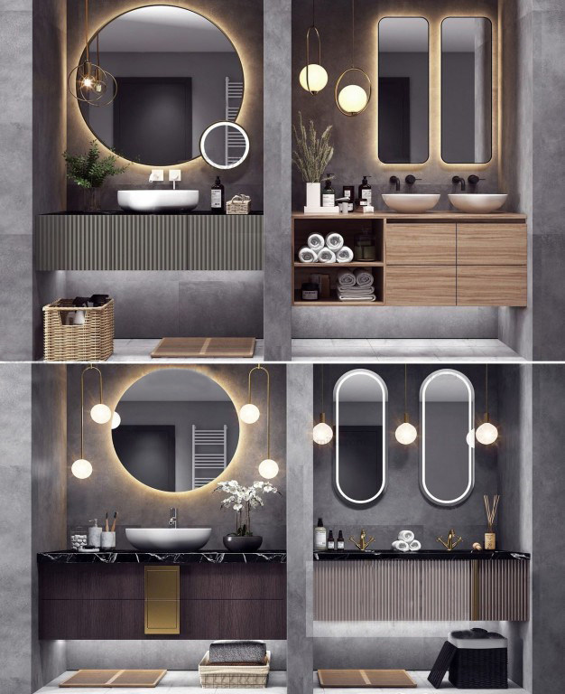 现代轻奢卫生间台盆，浴室柜，组合3d模型下载