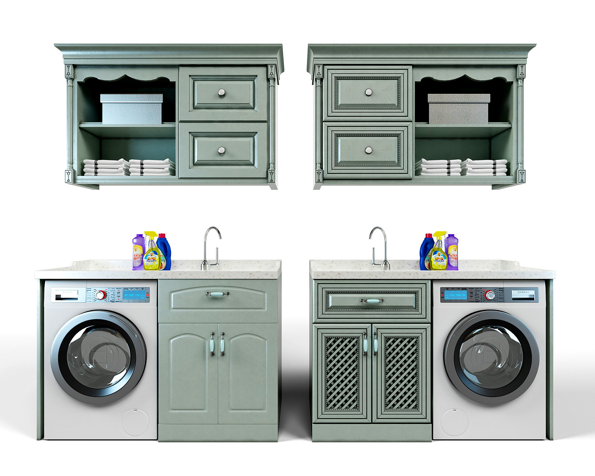美式欧式浴室柜，洗手台洗衣机3d模型下载