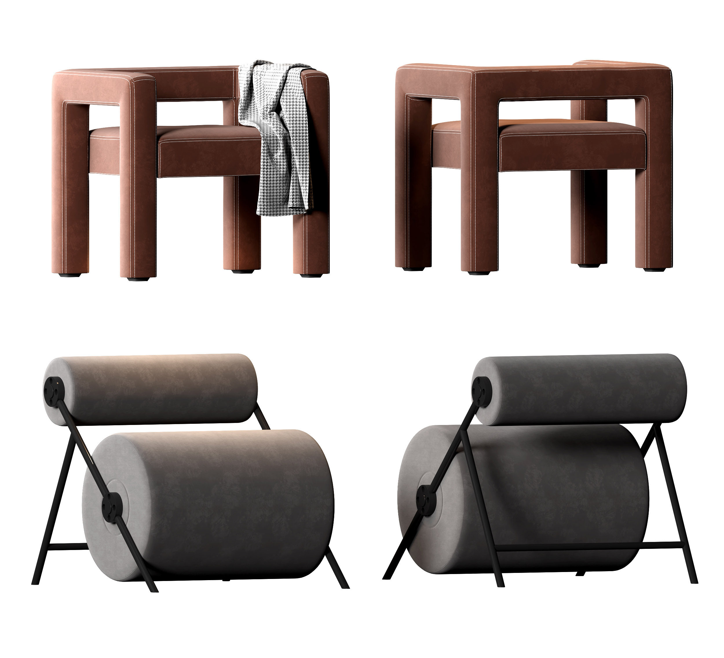 现代单人沙发，单椅，椅子3d模型下载