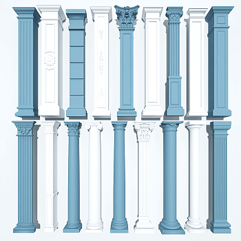 欧式罗马柱子,柱头,线脚柱子构件3d模型下载