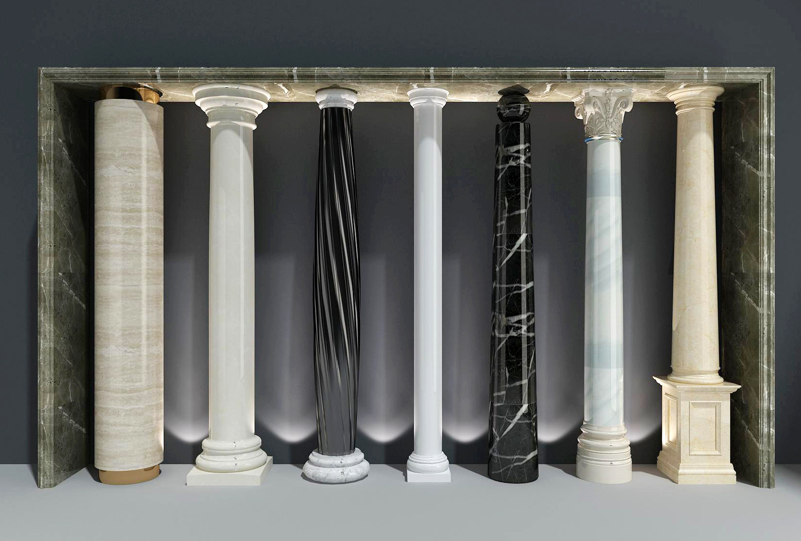 15欧式罗马柱,柱头,门套3d模型下载