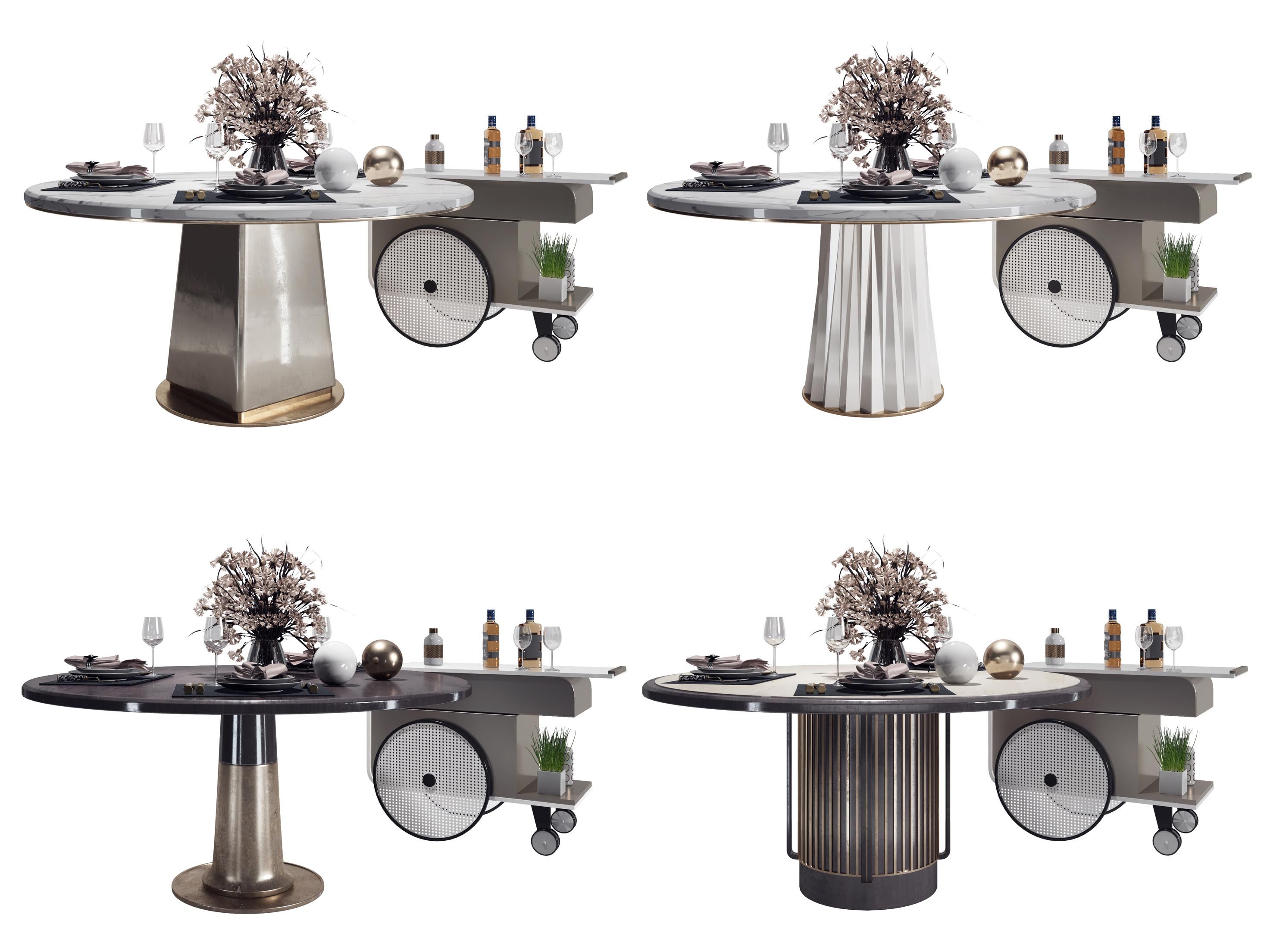 现代圆形餐桌3d模型下载