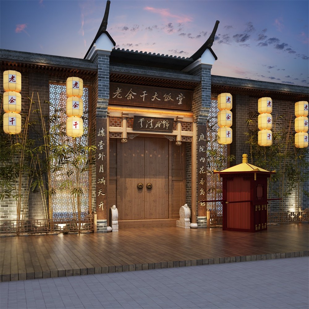 中式 古建餐厅饭店门头3d模型下载
