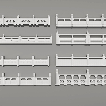 中式石材栏杆，玉石栏杆，护栏，扶手3d模型下载