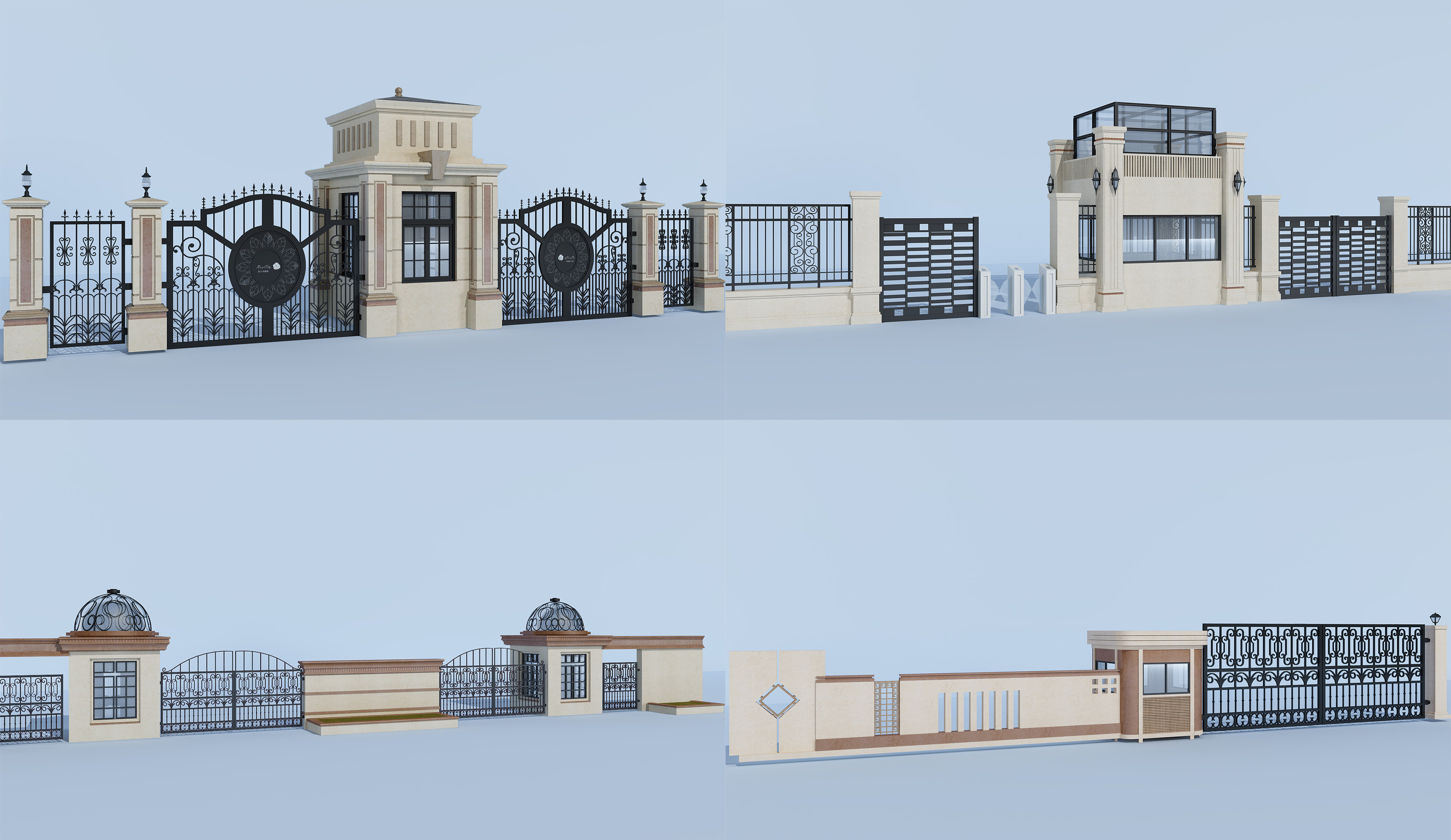 欧式铁艺雕花栏杆护栏 3d模型下载