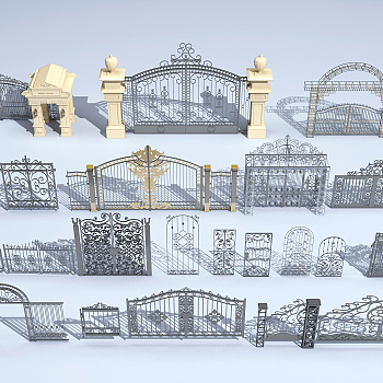 欧式铁艺雕花栏杆护栏 3d模型下载