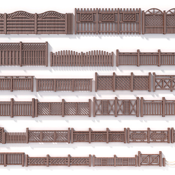 原木栏杆，护栏 3d模型下载