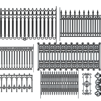 欧式铁艺栏杆3d模型下载