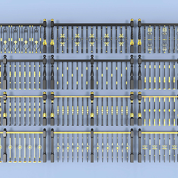 欧式铁艺栏杆 3d模型下载