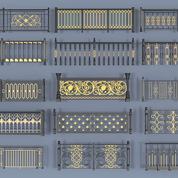 欧式铁艺栏杆 3d模型下载