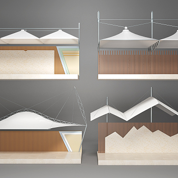 现代舞台，异形张拉膜结构，雨棚，遮阳棚，3d模型下载