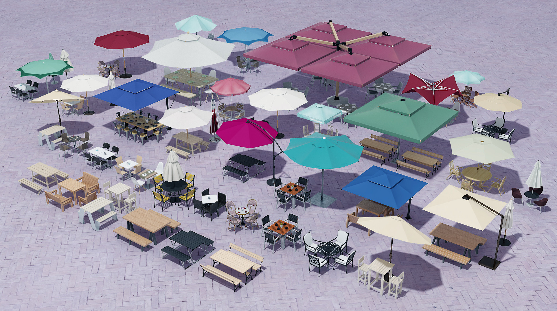现代户外遮阳伞遮阳棚组合3d模型下载