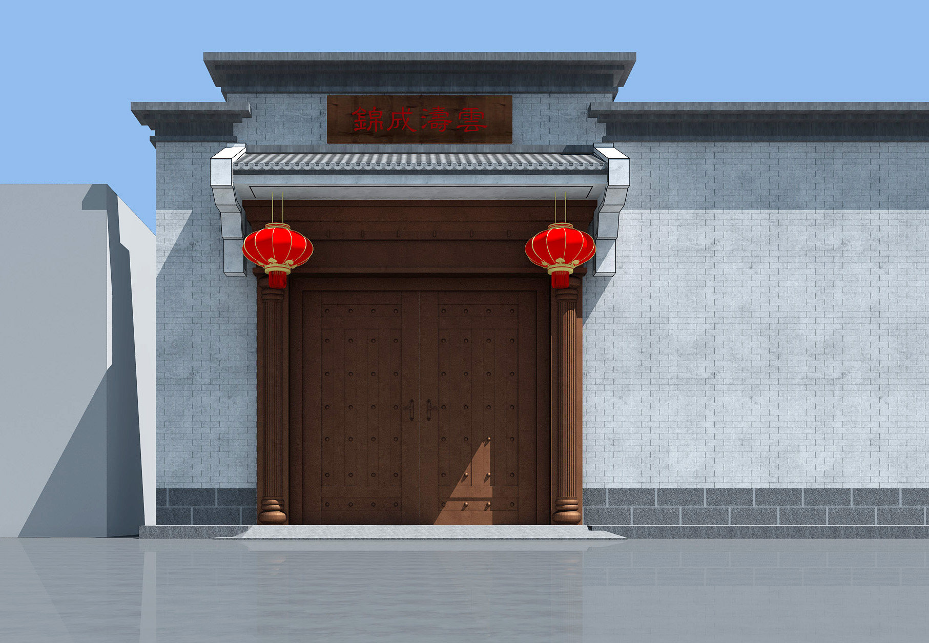 中式大门，门头 3d模型下载