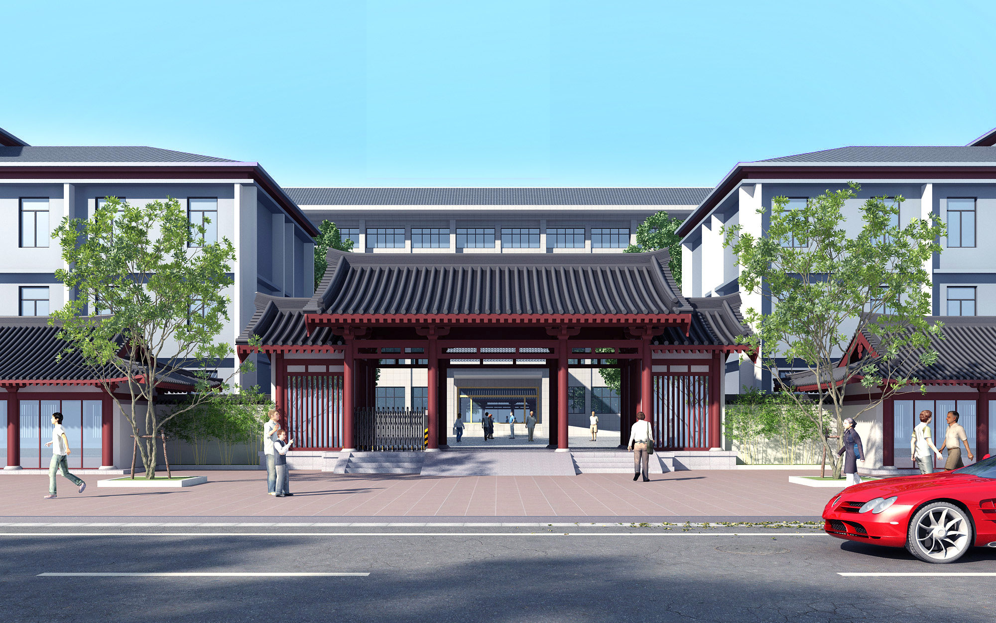 中式古建政府机关大楼门头 3d模型下载