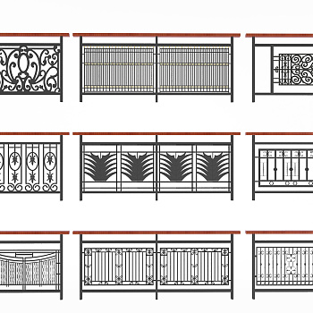 欧式新中式铁艺欧式铁艺栏杆 3d模型下载