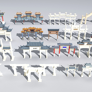 中式古建城门楼 3d模型下载