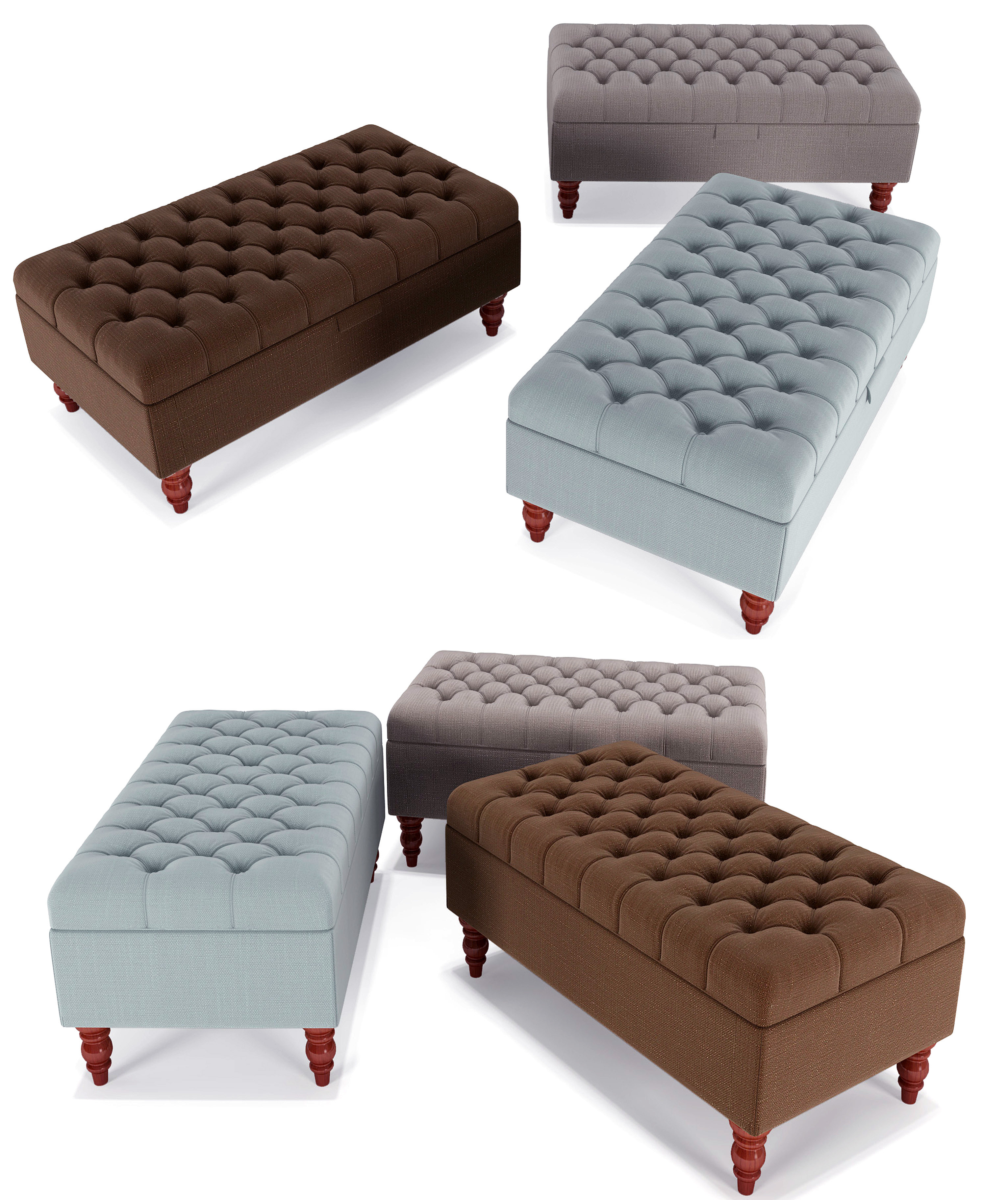 美式沙发凳 3d模型下载