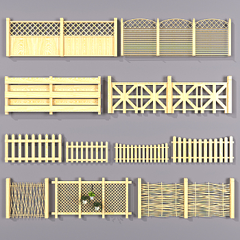 田园围栏新中式农村牧场护栏 3d模型下载