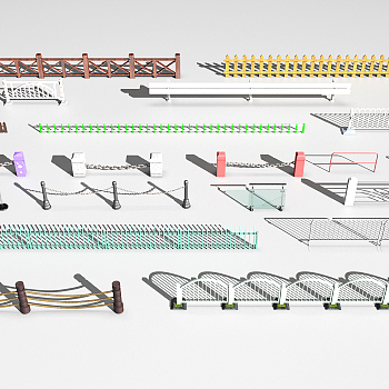 现代新中式石材木材木头围栏 3d模型下载