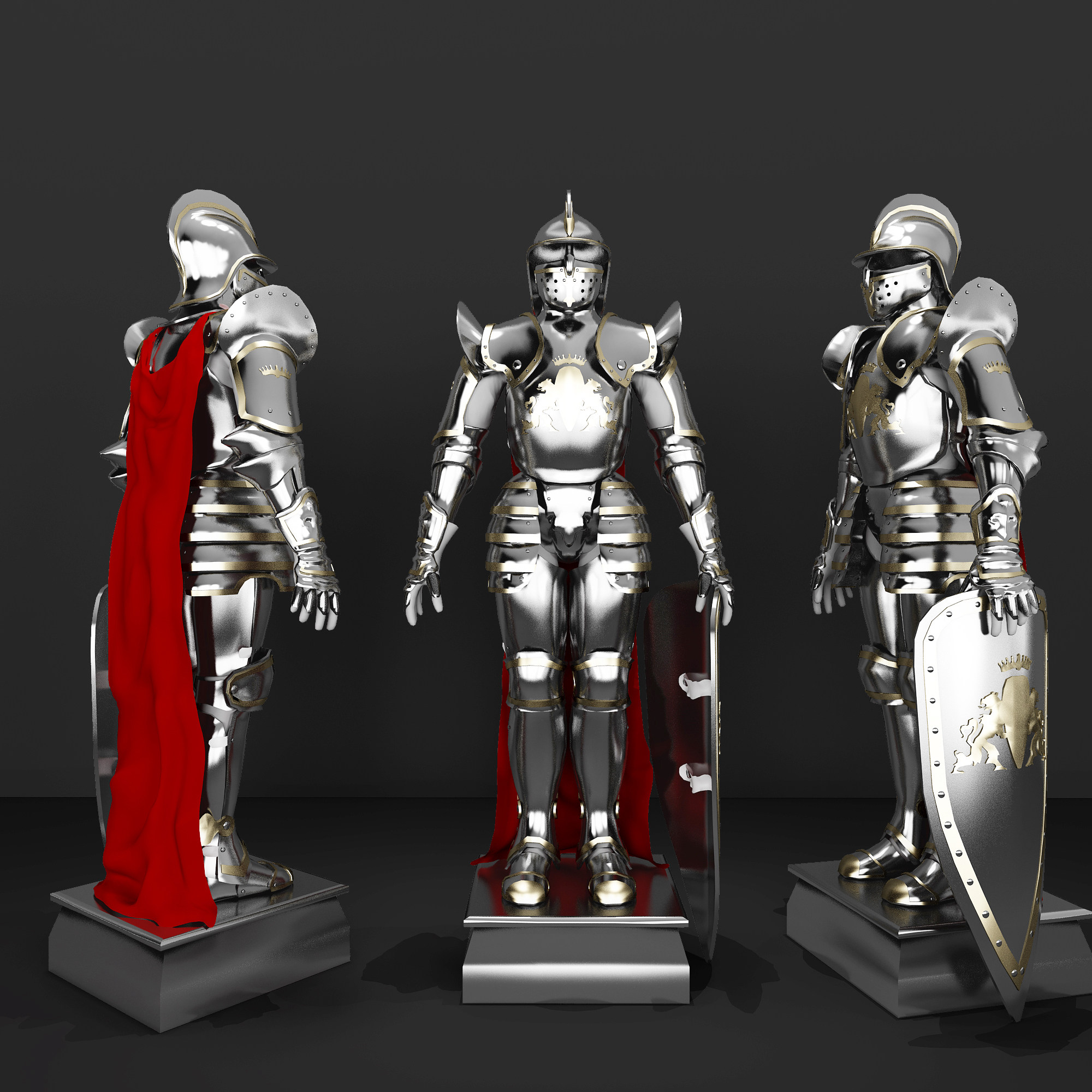 欧式人物铠甲雕塑 3d模型下载