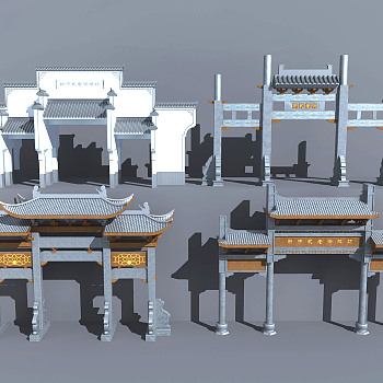 新中式古建筑 3d模型下载