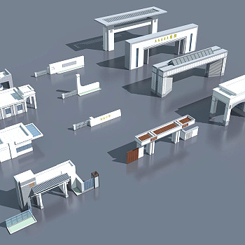 新中式现代园区 3d模型下载