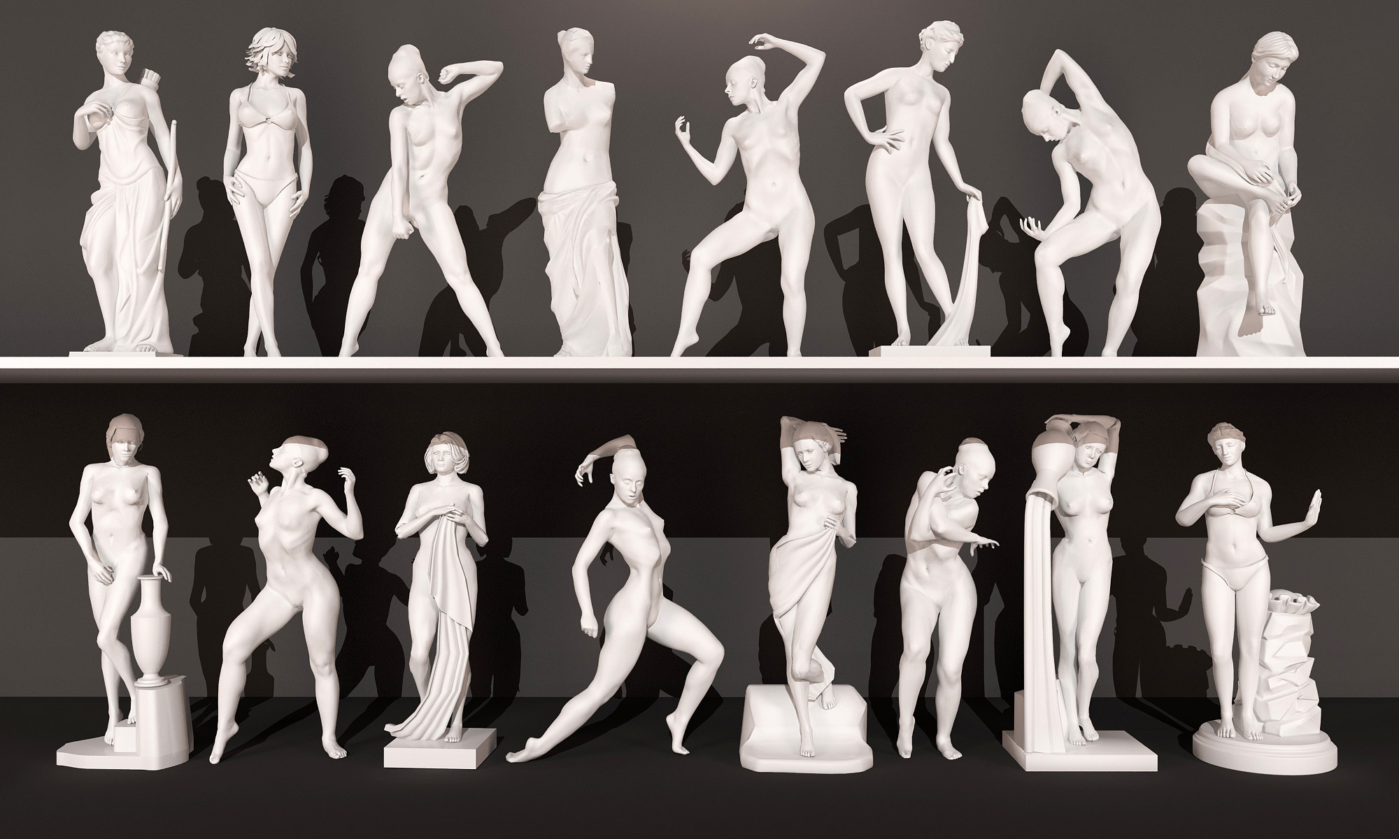 古典人物雕塑 3d模型下载