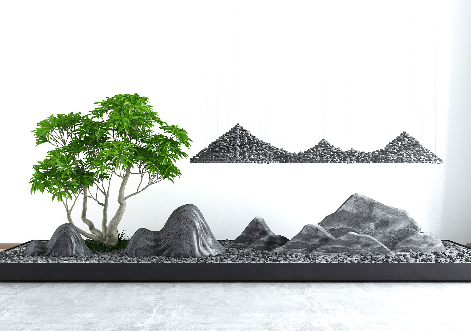 新中式景观小品石头 3d模型下载
