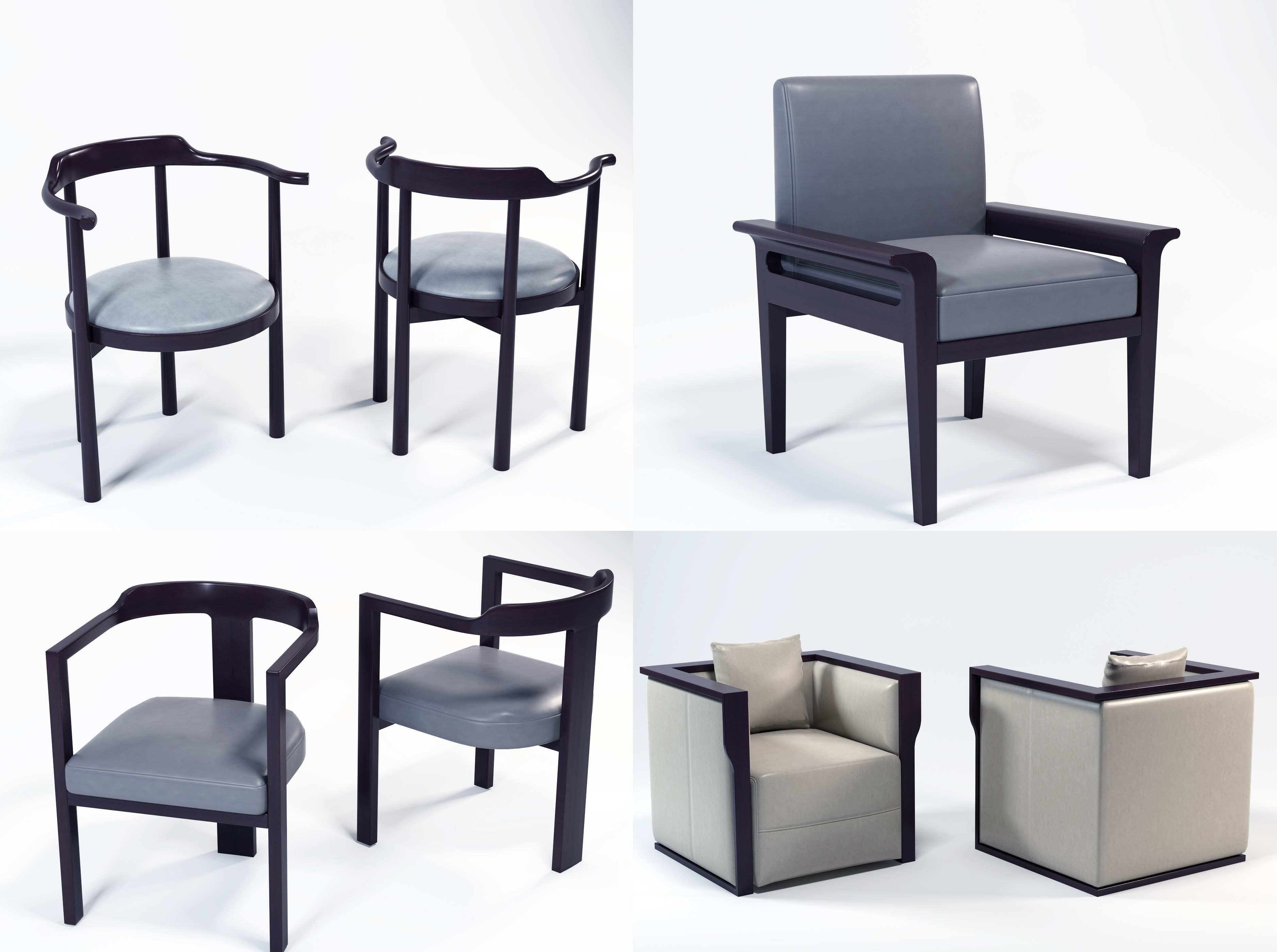 新中式单椅， 3d模型下载