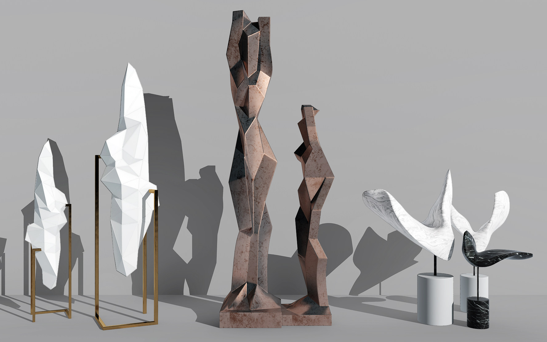现代抽象艺术雕塑艺术品3d模型下载