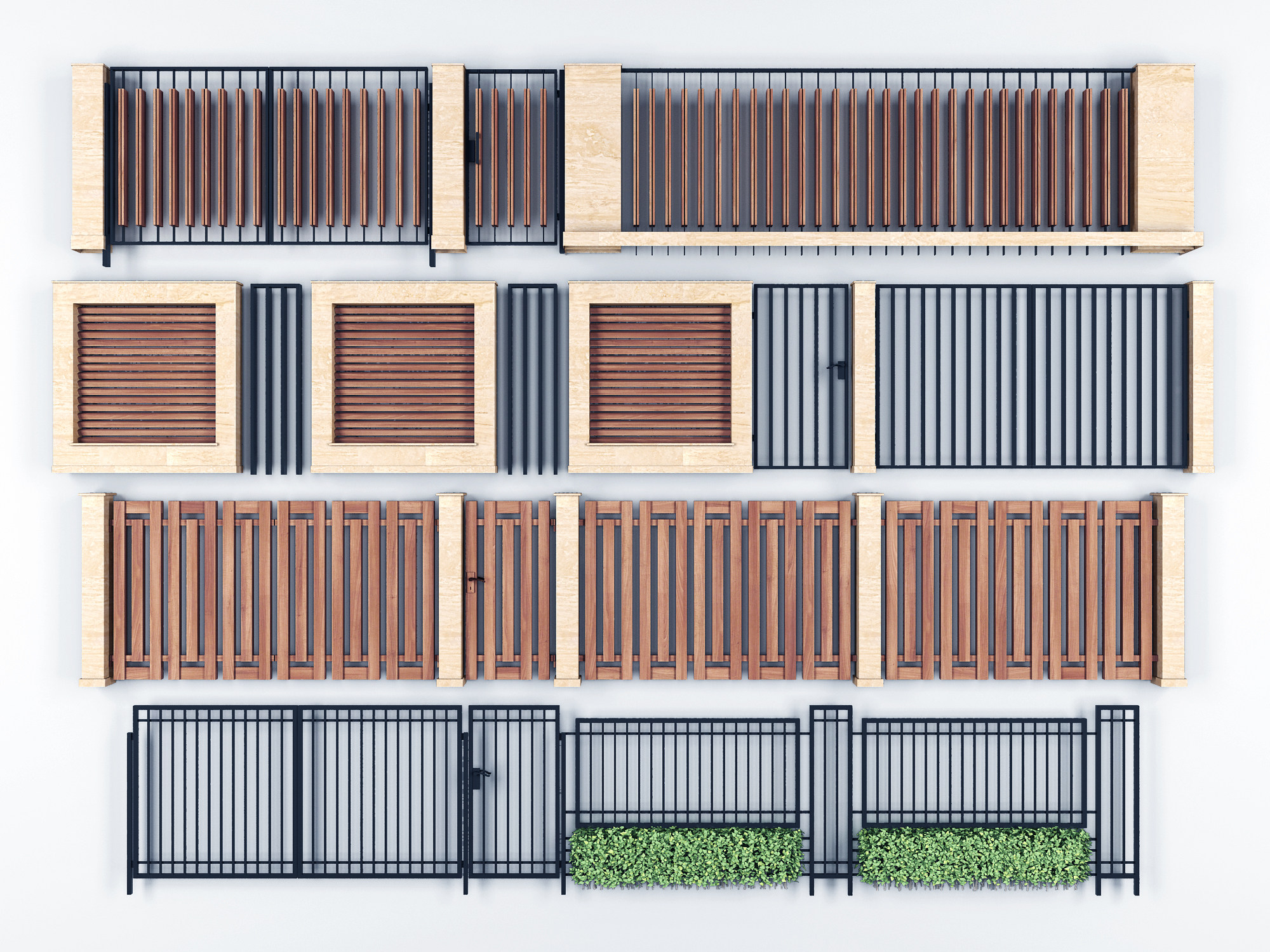 新中式铁艺栏杆护栏围栏 3d模型下载