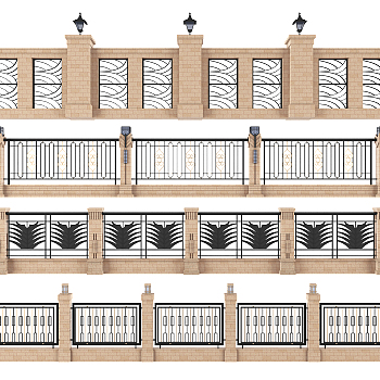 新中式铁艺围栏护栏 3d模型下载