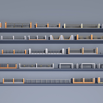 新中式铁艺围栏护栏 3d模型下载