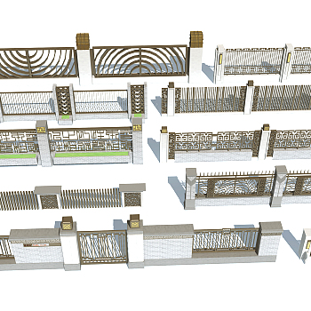 简欧欧式新中式铁艺围栏护栏 3d模型下载