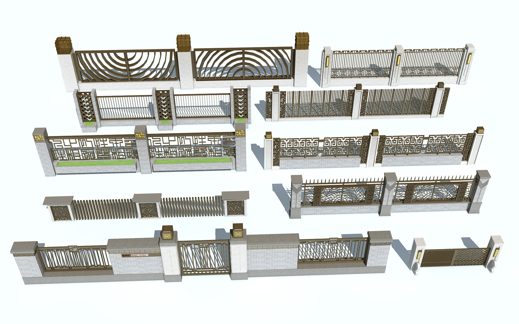 简欧欧式新中式铁艺围栏护栏 3d模型下载