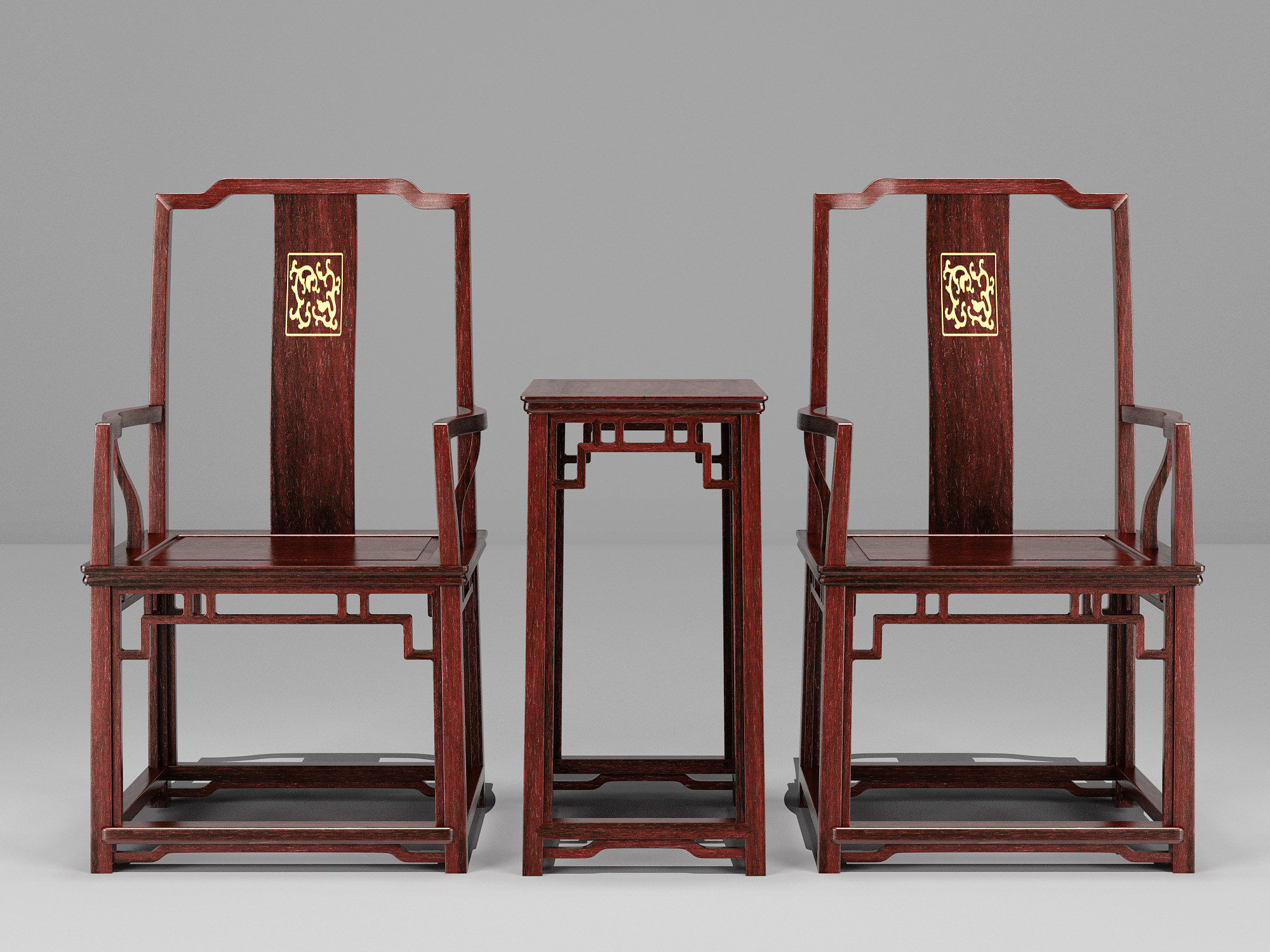 中式古典实木红木家具花架 3d模型下载
