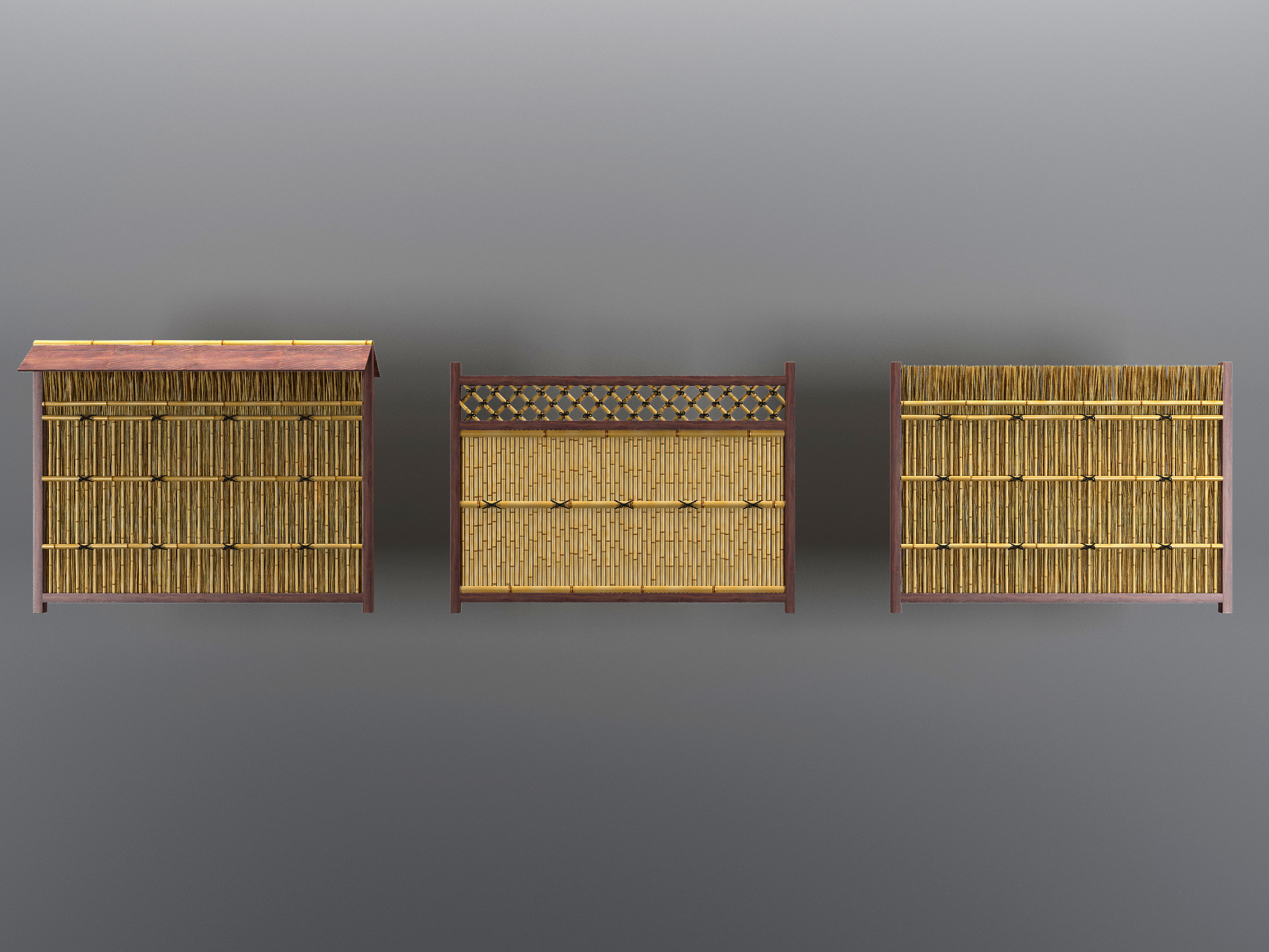 竹子木栅栏，围挡，围栏3d模型下载