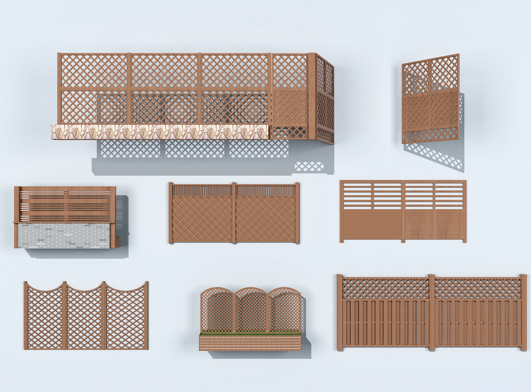 木栅栏，围挡，围栏3d模型下载