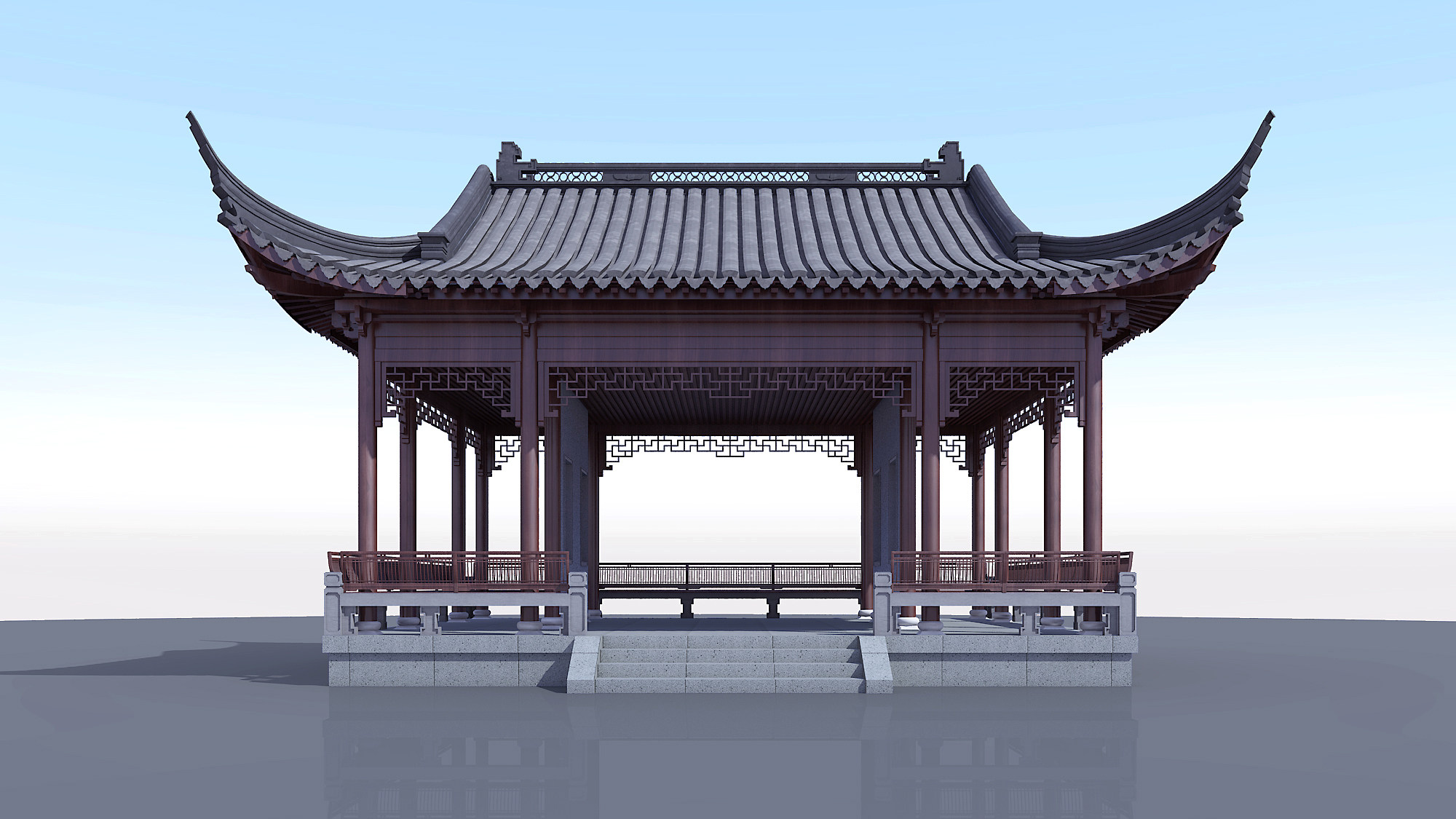 中式古建凉亭，水榭3d模型下载