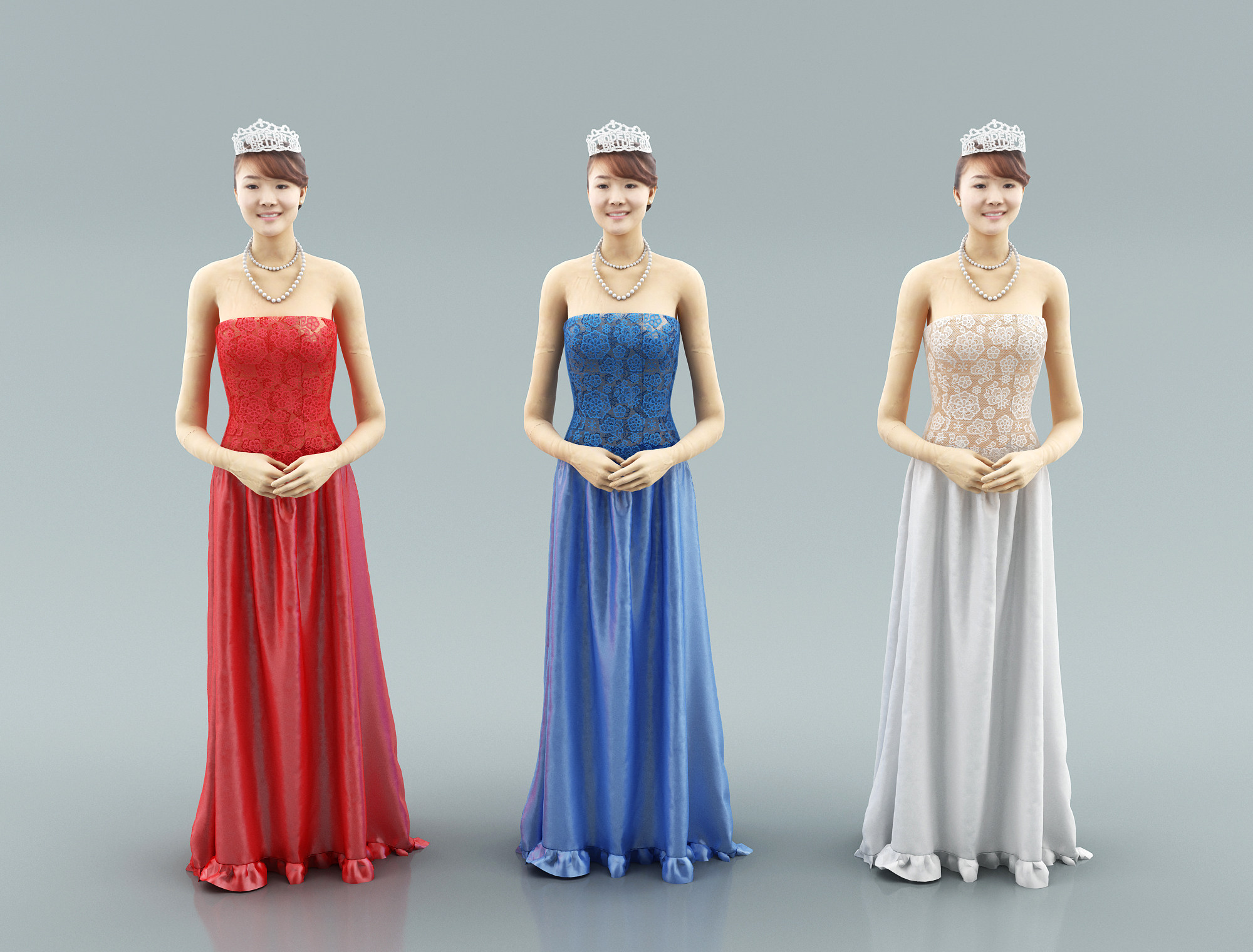 女装晚礼服，裙子礼仪小姐皇冠 3d模型下载