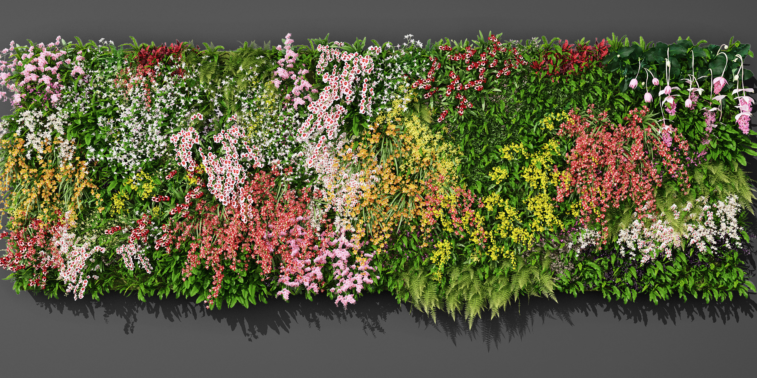 现代鲜花植物墙,绿植背景墙，3d模型下载
